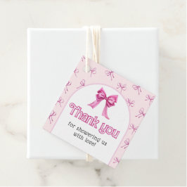 Roze Bow Baby shower Bedankjes Labels