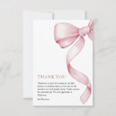 Roze Bow Baby shower Bedankkaart (Voorkant)