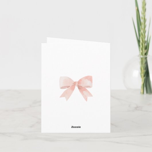 Roze Bow Baby shower Bedankkaart (Achterkant)