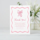 Roze Bow Baby shower Bedankkaart (Staand voorkant)