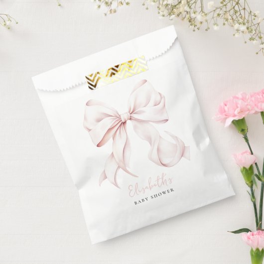 Roze Bow Baby shower Bedankzakje (Gezegeld)