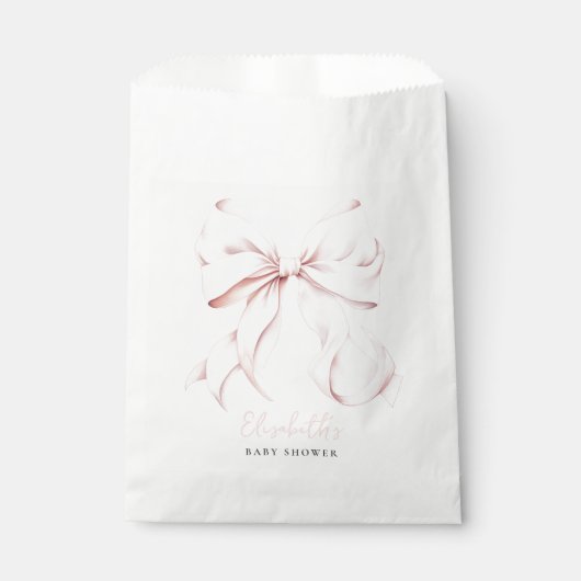 Roze Bow Baby shower Bedankzakje (Voorkant)