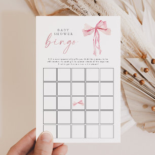 Roze Bow Baby shower Bingo Blush Ribbon Girl Game