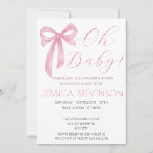 Roze Bow Baby shower Blush Roze Waterverf