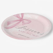 Roze Bow Baby shower Blush Roze Waterverf Papieren Bordje (Gekanteld)