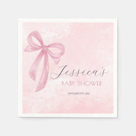 Roze Bow Baby shower Blush Roze Waterverf Servet