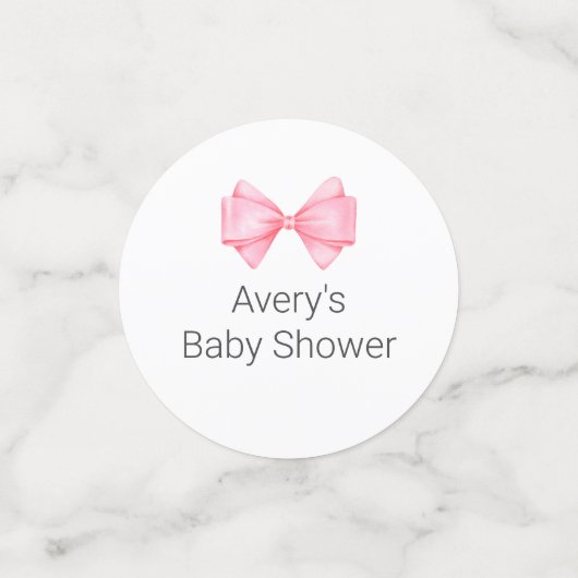 Roze Bow Baby shower Confetti (Kleine voorkant)