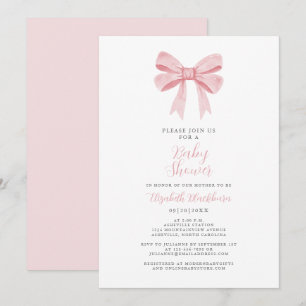 Roze Bow Baby shower Coquette Girly Elegant Pastel Kaart