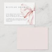 Roze Bow Baby shower Display Douche behuizing Kaar Informatiekaartje (Voorkant / Achterkant)