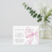 Roze Bow Baby shower Display Douche behuizing Kaar Informatiekaartje (Staand voorkant)