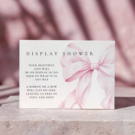 Roze Bow Baby shower Display Douche behuizing Kaar Informatiekaartje