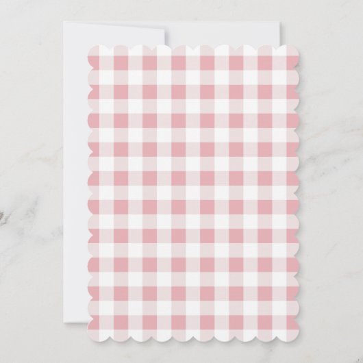Roze Bow Baby shower Elegant Girly Gingham Check Kaart (Achterkant)