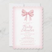 Roze Bow Baby shower Elegant Girly Gingham Check Kaart (Voorkant)