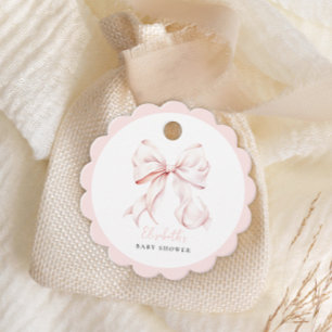 Roze Bow Baby shower Favor Tags Bedankjes Labels
