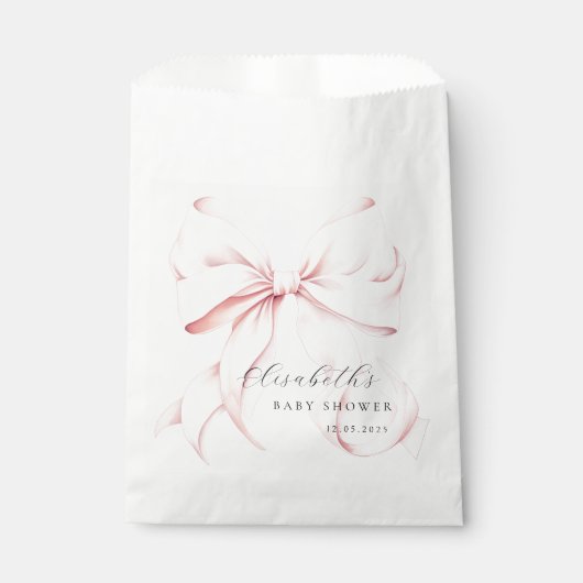 Roze Bow Baby shower Favoriet Bag Bedankzakje (Voorkant)