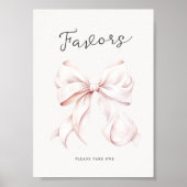 Roze Bow Baby shower Favors Tafelteken Poster (Voorkant)