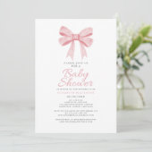 Roze Bow Baby shower Girly Coquette Elegant Pastel Kaart (Staand voorkant)