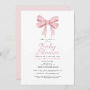 Roze Bow Baby shower Girly Coquette Elegant Pastel Kaart