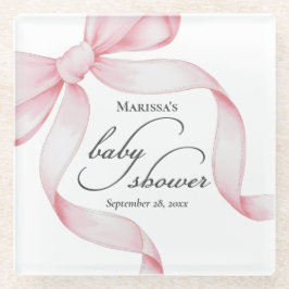 Roze Bow Baby shower Glazen Onderzetter
