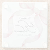 Roze Bow Baby shower Glazen Onderzetter (Achterkant)