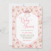 Roze Bow Baby shower Kaart (Voorkant)