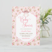 Roze Bow Baby shower Kaart (Staand voorkant)