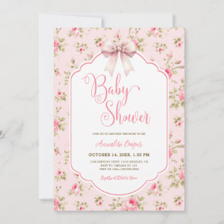 Roze Bow Baby shower Kaart
