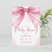 Roze Bow Baby shower Kaart (Staand voorkant)