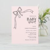 Roze Bow Baby shower Kaart (Staand voorkant)