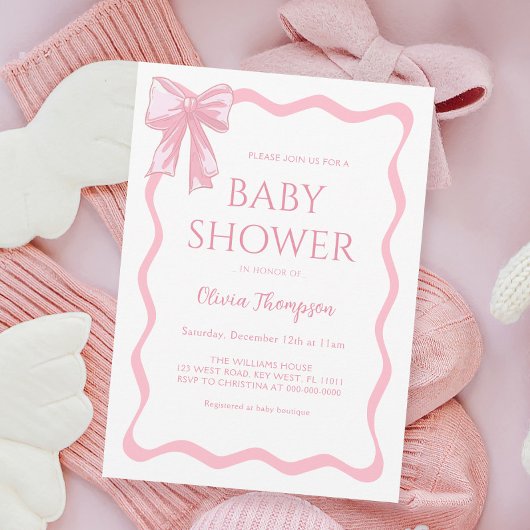 Roze Bow Baby shower Kaart