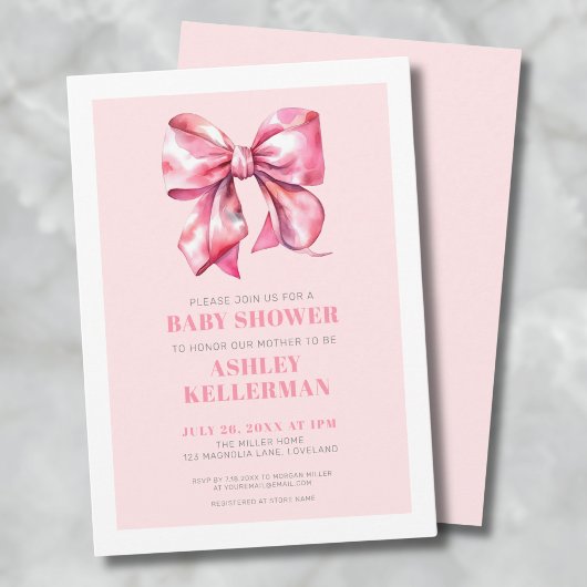 Roze Bow Baby shower Kaart