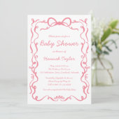Roze Bow Baby shower Kaart (Staand voorkant)