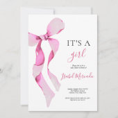 Roze Bow Baby shower Kaart (Voorkant)