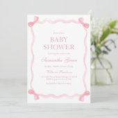 Roze Bow Baby shower Kaart (Staand voorkant)