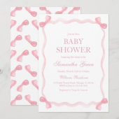 Roze Bow Baby shower Kaart (Voorkant / Achterkant)
