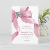 Roze Bow Baby shower Kaart (Staand voorkant)