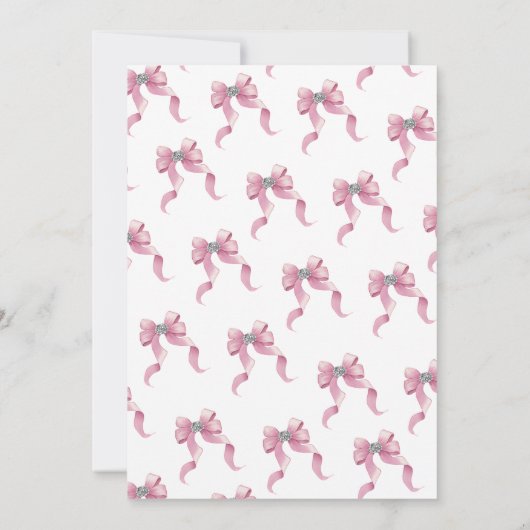 Roze Bow Baby shower Kaart (Achterkant)