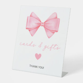 Roze Bow Baby shower Kaarten en geschenken Reclamebord Met Voetstuk