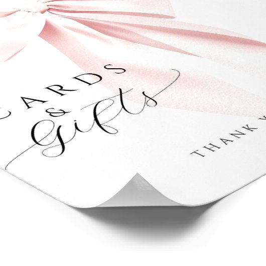 Roze Bow Baby shower Kaarten & Geschenken Tafeltek Poster (Hoek)