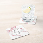 Roze Bow Baby shower Kartonnen Onderzetters (Insitu)