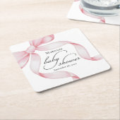 Roze Bow Baby shower Kartonnen Onderzetters (Schuin)