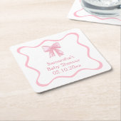Roze Bow Baby shower Kartonnen Onderzetters (Schuin)