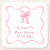 Roze Bow Baby shower Kartonnen Onderzetters (Voorkant)