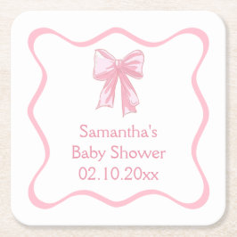 Roze Bow Baby shower Kartonnen Onderzetters