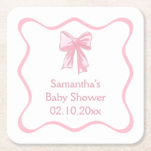 Roze Bow Baby shower Kartonnen Onderzetters