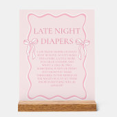 Roze Bow Baby shower Late Night Luiers Game Acryl Bord