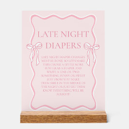 Roze Bow Baby shower Late Night Luiers Game Acryl Bord