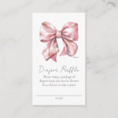 Roze Bow Baby shower Luier Raffle Enclosure Kaart (Voorkant)