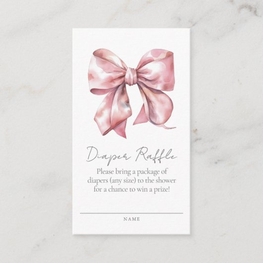 Roze Bow Baby shower Luier Raffle Enclosure Kaart (Voorkant)