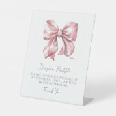 Roze Bow Baby shower Luier Raffle Enclosure Kaart Reclamebord Met Voetstuk (Voorkant)